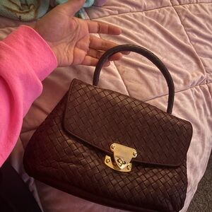 Bottega Veneta Dark Brown (burgundy) Woven Satchel